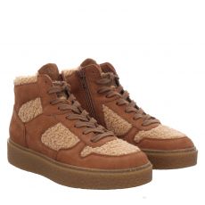  Paul Green, 0076-5372-006/hightop-pauls, Veloursleder-Schnürstiefel in braun für Damen