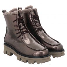  Paul Green, 0076-8194-026/schnürstiefelett, Veloursleder-Schnürstiefel in silber für Damen