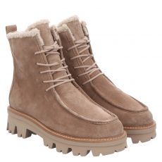  Paul Green, 0076-8194-006/schnürstiefelett, Veloursleder-Schnürstiefel in beige für Damen