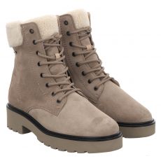  Paul Green, 0076-8023-016/schnürstiefelett, Veloursleder-Schnürstiefel in beige für Damen