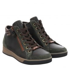 Ara, Rom, Veloursleder-Schnürstiefel in dunkelgrün für Damen