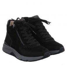  Gabor Lady, Rolling Soft, Nubukleder-Schnürstiefel in schwarz für Damen