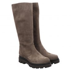  Fraipe, Grau, hoher Veloursleder-Stiefel in taupe für Damen