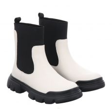  Geox, J Junette C - Synt.lea Elastic, Kunstleder-Winterstiefel in offwhite für Kinder
