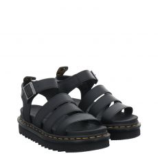  Dr.Martens, Blaire, flache Glattleder-Sandale in schwarz für Damen