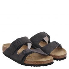  Birkenstock, Arizona Leve Normal, Veloursleder-Pantolette in grau für Herren