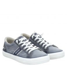  Mustang, Grau, Glattleder-Halbschuh in blau für Herren