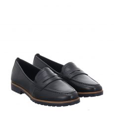  Tamaris, Da.-slipper, klassischer Glattleder-Slipper in schwarz für Damen
