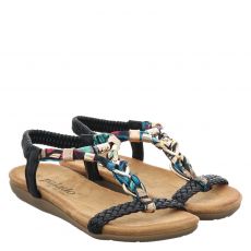  Palado, Schwarz, flache Satin-Sandale in mehrfarbig für Damen