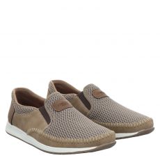  Rieker, Fsk Herren Halbschuhe, Textil-Slipper in taupe für