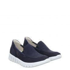  Waldläufer, Birdy H, klassischer Veloursleder-Slipper in blau für Damen