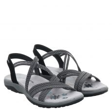  Skechers, Reggae Slim - Turn It Up, flache Synthetik-Sandale in schwarz für Damen