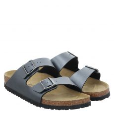  Birkenstock, Arizona Bf Schmal, Birko-Flor-Pantolette in silber für Damen