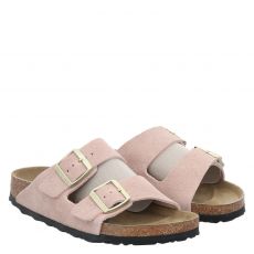  Birkenstock, Arizona Leve Light Rose, Veloursleder-Pantolette in rosa für Damen