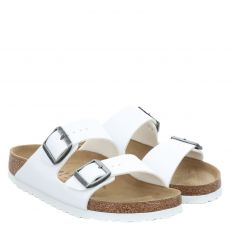  Birkenstock, Arizona Bf White, Kunstleder-Pantolette in weiß für Damen
