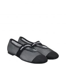  Karl Lagerfeld, Karo Mesh Pump, Ballerina in schwarz für Damen