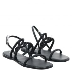  Karl Lagerfeld, Olympia Signia Slide, flache Textil-Sandale in schwarz für Damen