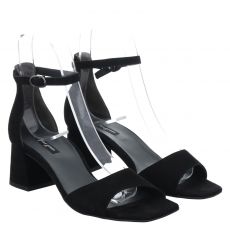  Paul Green, 0077-6140-017/sandalette, Veloursleder-Sandalette in schwarz für Damen