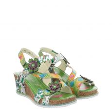  Laura Vita Glattleder-Sandalette in grün für Damen