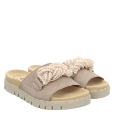  Gabor, Beige, Veloursleder-Pantolette in taupe für Damen