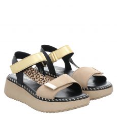  Gabor, Braun, flache Veloursleder-Sandale in beige für Damen