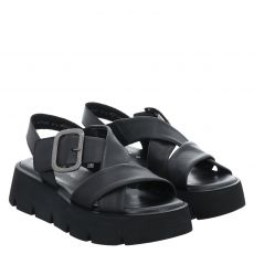  Gabor flache Glattleder-Sandale in schwarz für Damen