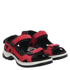  Ecco, Offroad, flache Veloursleder-Sandale in rot für Damen