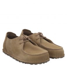  Birkenstock, Utti Lace Leve Normal, Veloursleder-Halbschuh in beige für Herren