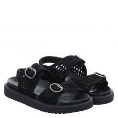  Valentina flache Textil-Sandale in schwarz für Damen