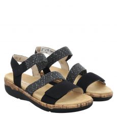  Remonte, Sandale, flache Textil-Sandale in schwarz für Damen