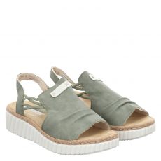  Rieker, Antistress / Extraweit, flache Kunstleder-Sandale in grün für Damen