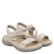  Rieker, Fsk Damen Sandalen, flache Textil-Sandale in beige für