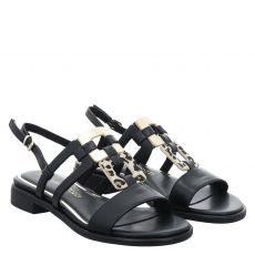  Marco Tozzi, Da.-sandalette, flache Kunstleder-Sandale in schwarz für Damen