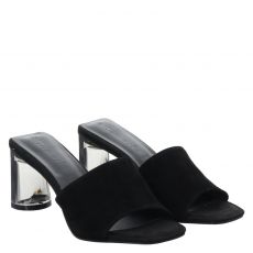  Tamaris, Women Slides, Veloursleder-Pantolette in schwarz für Damen