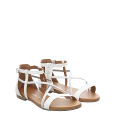  Tamaris, Women Sandals, flache Glattleder-Sandale in weiß für Damen