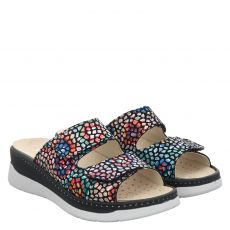  Herrmann, Schwarz, Veloursleder-Hausschuh in mehrfarbig für Damen