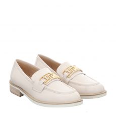  Luca Grossi, Nbtal, klassischer Glattleder-Slipper in beige für Damen