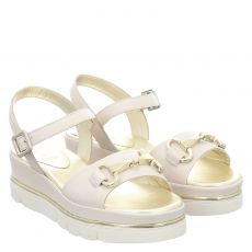  Luca Grossi, Onespe, flache Glattleder-Sandale in beige für Damen