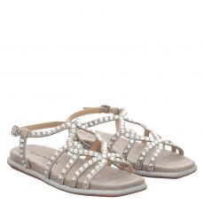  Alma En Pena, Beige, flache Veloursleder-Sandale in taupe für Damen