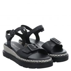  Tamaris, Da.-sandalette, flache Glattleder-Sandale in schwarz für Damen