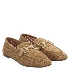  Luca Benini, Beige, klassischer Veloursleder-Slipper in braun für Damen