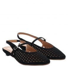 Luca Benini klassischer Veloursleder-Slipper in schwarz für Damen