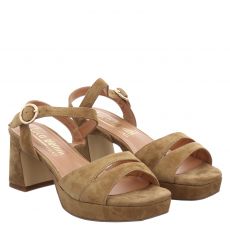  Luca Benini, Braun, Veloursleder-Sandalette in beige für Damen