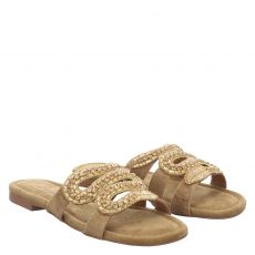  Luca Benini Veloursleder-Pantolette in braun für Damen