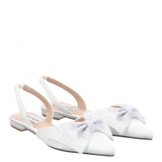  Steve Madden, Cristel, flache Satin-Sandale in offwhite für Damen
