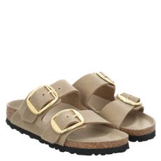 Birkenstock, Arizona Big Buckle Leoi Tabacc, Fettleder-Pantolette in braun für Damen