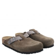  Birkenstock, Boston Leve/leoi Normal, Nubukleder-Hausschuh in grau für Herren
