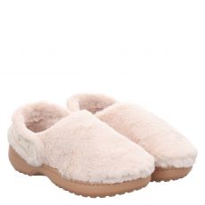  Crocs, Classic Unfurgettable Clog, Kunstfell-Pantolette in beige für Damen