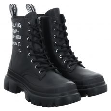  Karl Lagerfeld, Trekka Max Graffiti High Lace, Glattleder-Schnürstiefel in schwarz für Damen