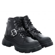 Karl Lagerfeld, Trekka Max Mid Lace Strap, Lackleder-Schnürstiefel in schwarz für Damen